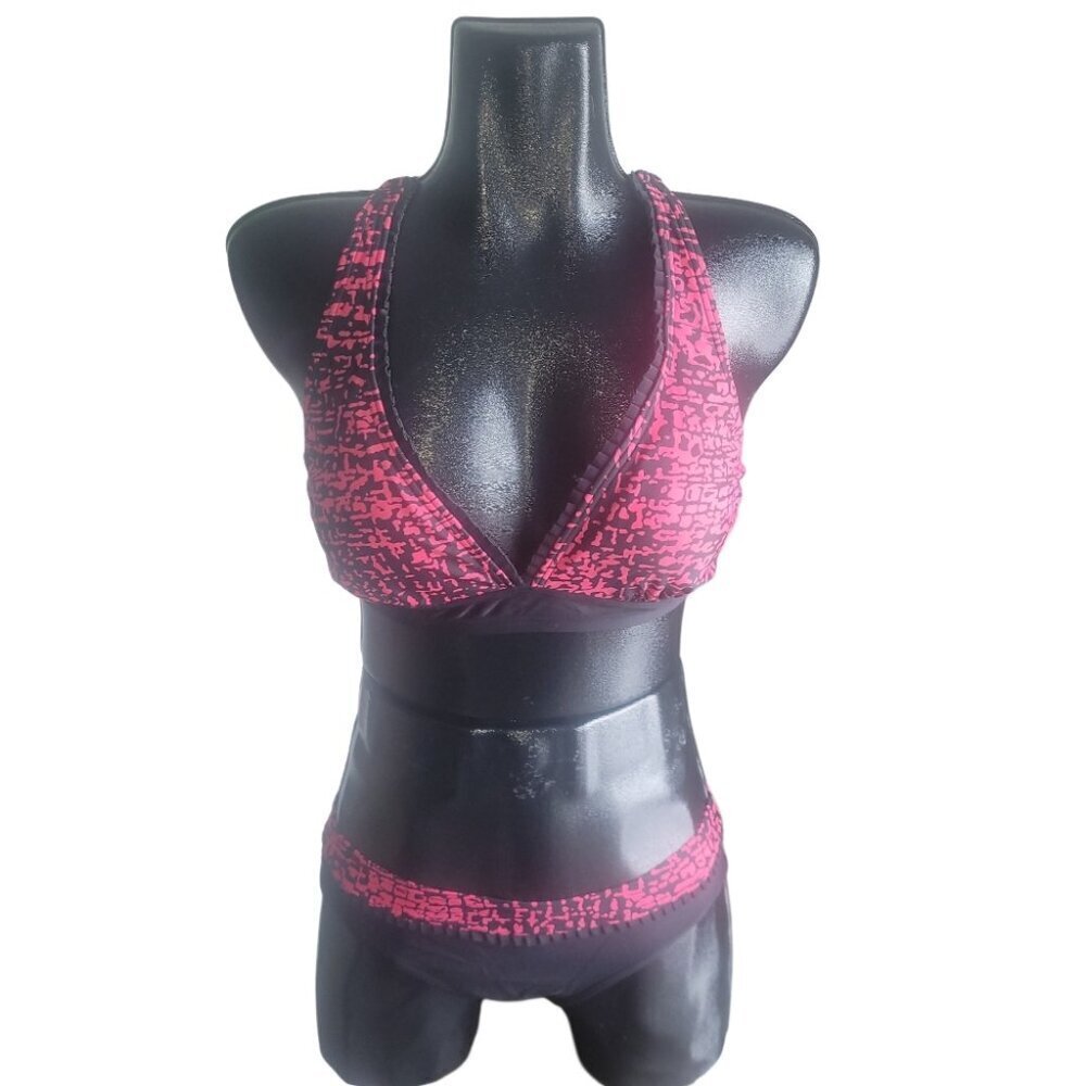 Simon Chang Black and Pink Bikini Swimsuit Size 10